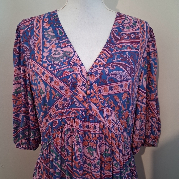 BA&SH falba Maxi Dress Purple and Blue Size 10 - Picture 4 of 15